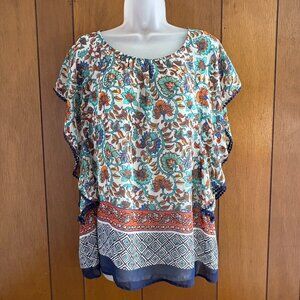 Black Rainn Top‎ Womens Large Floral Boho Lace Fringe Fairy Cottagecore Whimsy